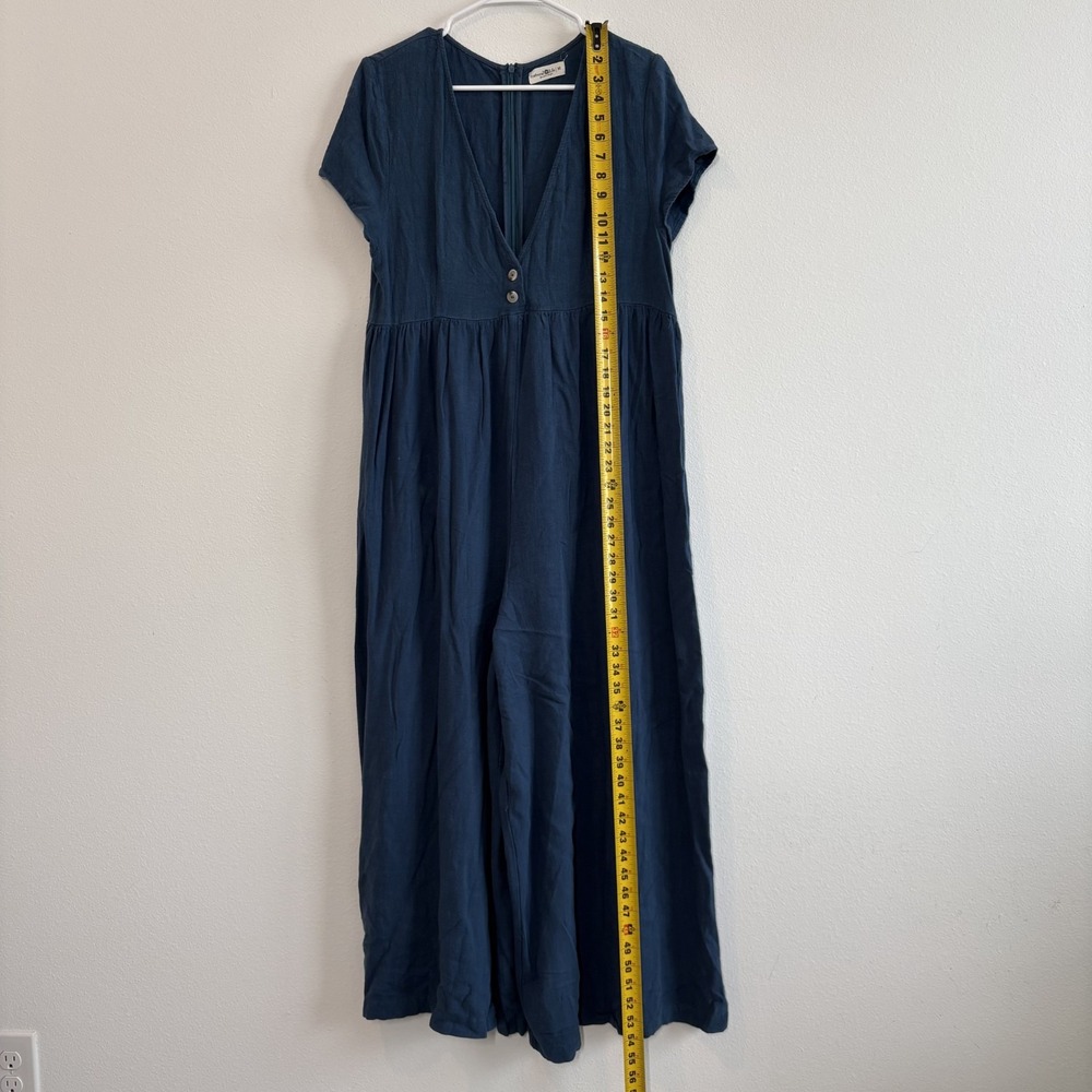 Natural Life Jumpsuit Women M Avery Wide Leg Color Indigo Button Lagenlook Boho - Picture 4 of 11